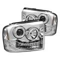 Whole-In-One Chrome LED Halogen Projector Headlights for 2005-2007 Ford F250-350-450 Super Duty - Chrome WH3843300